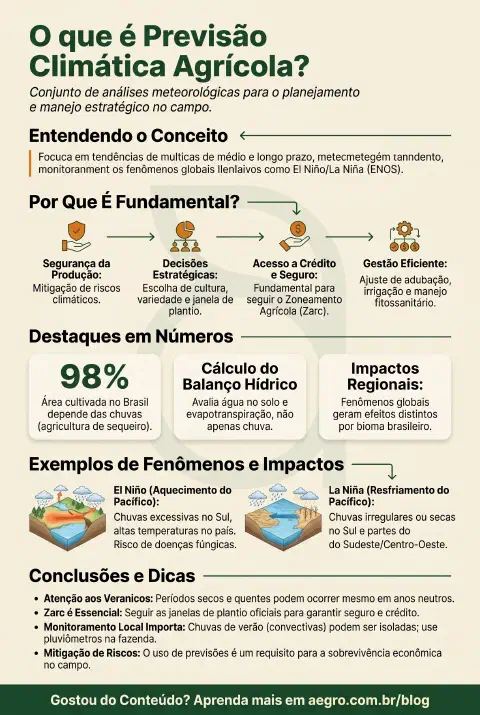 Infográfico educativo sobre Previsão Climática Para Agricultura