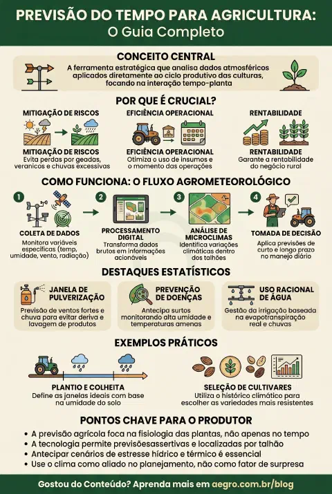 Infográfico educativo sobre Previsão Do Tempo Para Agricultura