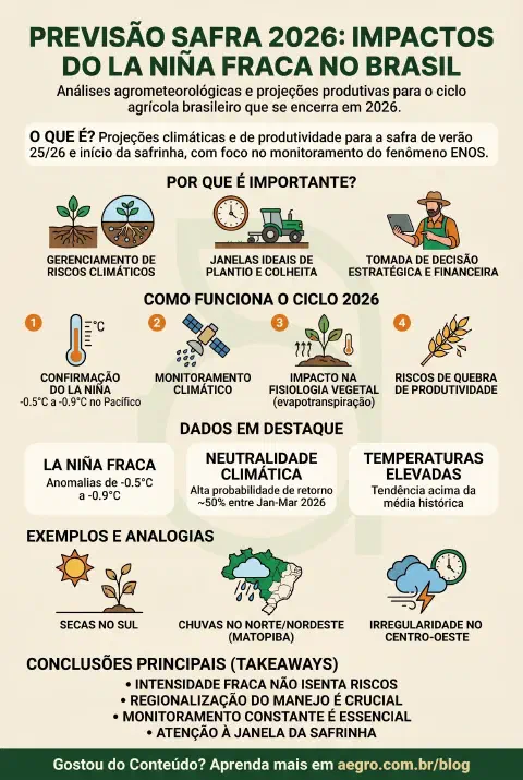Infográfico educativo sobre Previsao Safra 2026