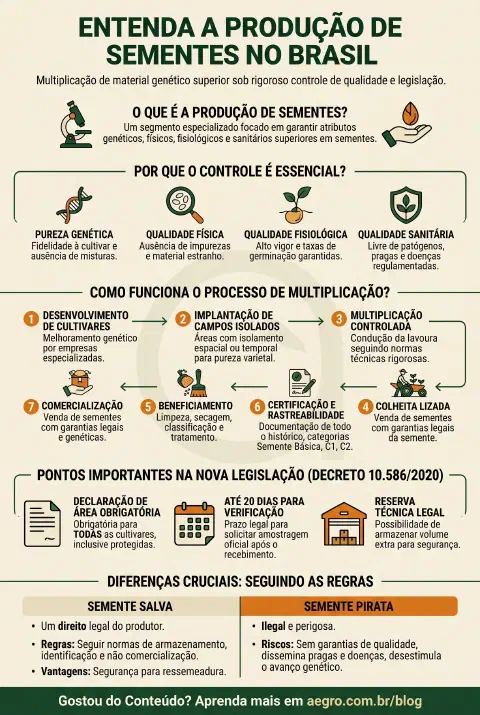 Infográfico educativo sobre Produção De Sementes
