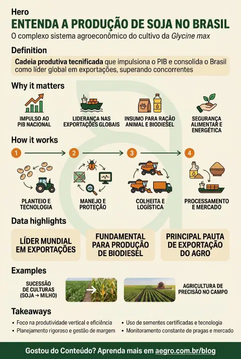Infográfico educativo sobre Produção De Soja