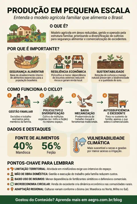 Infográfico educativo sobre Produção Em Pequena Escala