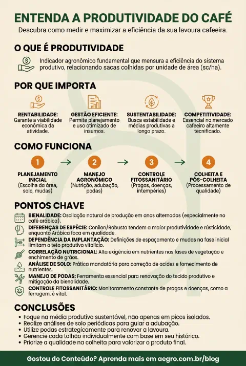 Infográfico educativo sobre Produtividade De Café