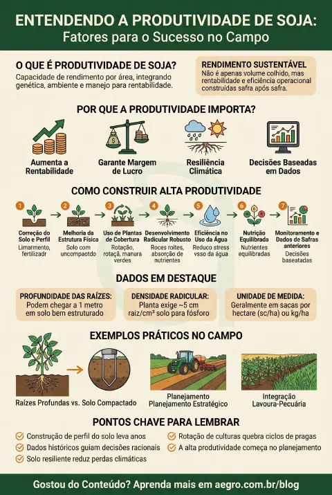 Infográfico educativo sobre Produtividade De Soja