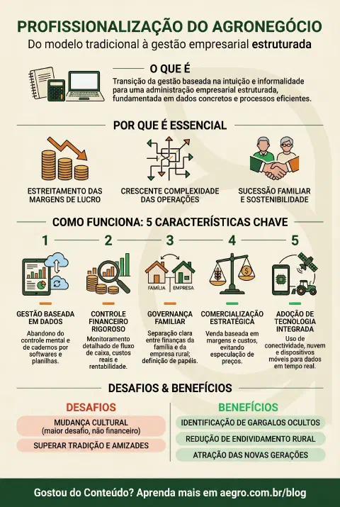 Infográfico educativo sobre Profissionalização Do Agronegócio