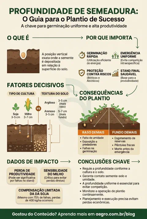 Infográfico educativo sobre Profundidade De Semeadura