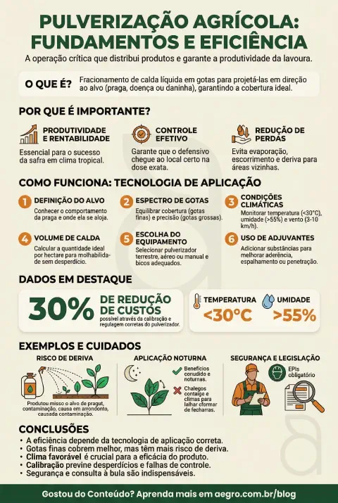 Infográfico educativo sobre Pulverização Agrícola