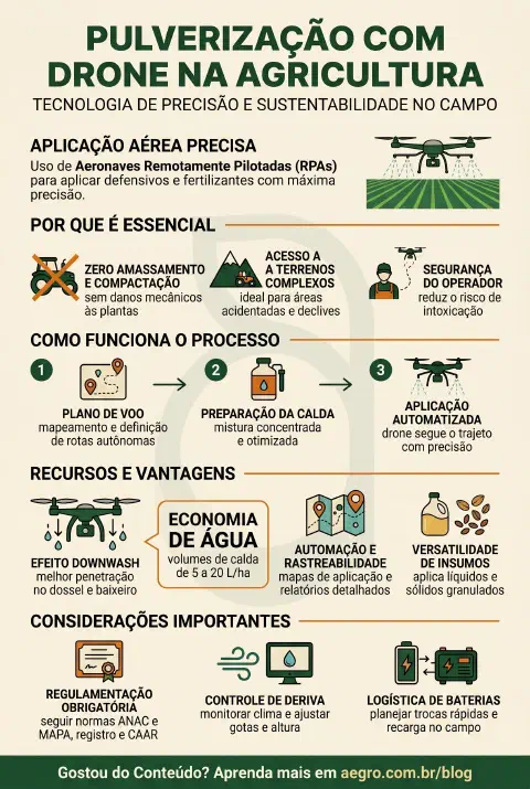 Infográfico educativo sobre Pulverização Com Drone