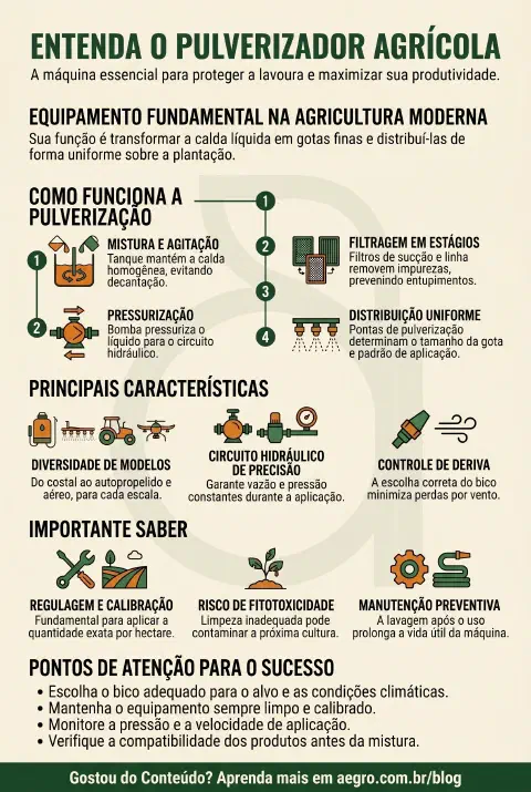 Infográfico educativo sobre Pulverizador Agrícola