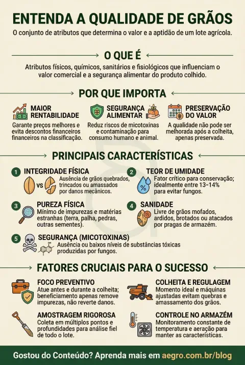 Infográfico educativo sobre Qualidade De Grãos