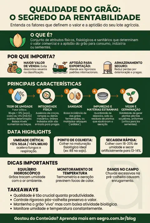 Infográfico educativo sobre Qualidade Do Grao
