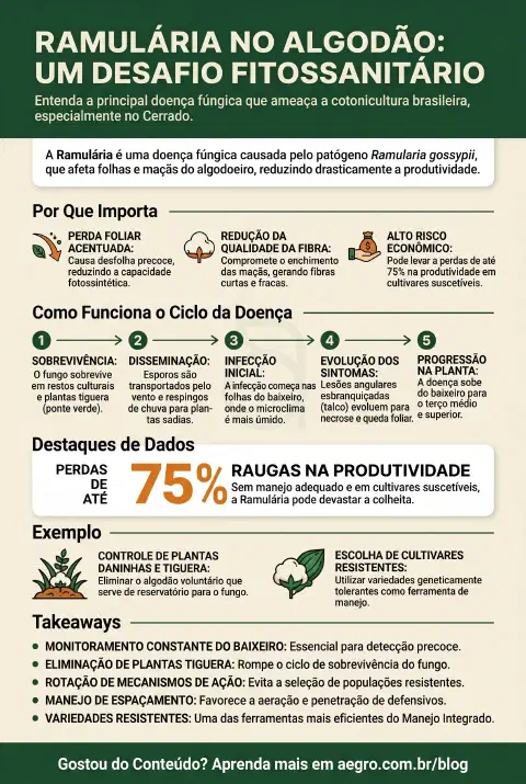 Infográfico educativo sobre Ramulária No Algodão