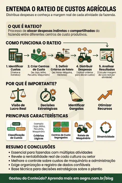 Infográfico educativo sobre Rateio De Custos Agrícolas