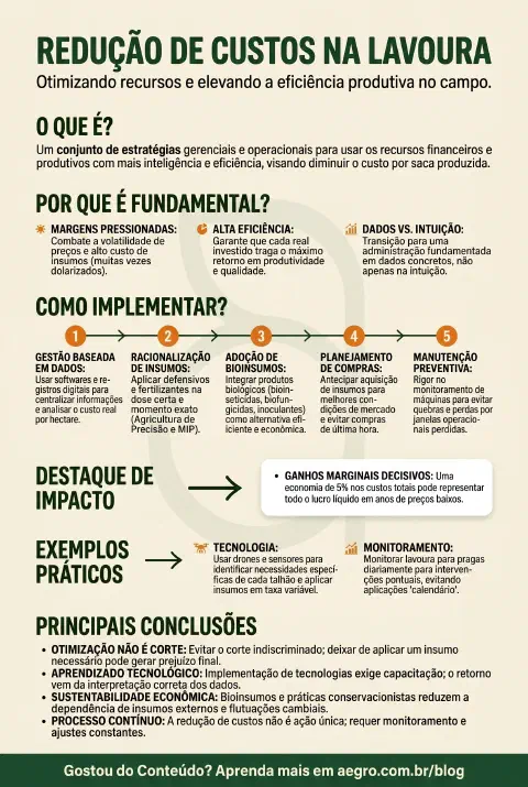 Infográfico educativo sobre Redução De Custos Na Lavoura