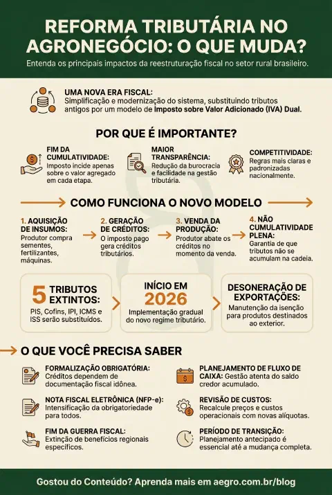 Infográfico educativo sobre Reforma Tributaria No Agronegocio
