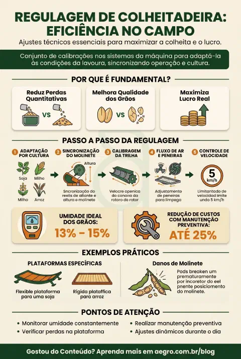Infográfico educativo sobre Regulagem De Colheitadeira
