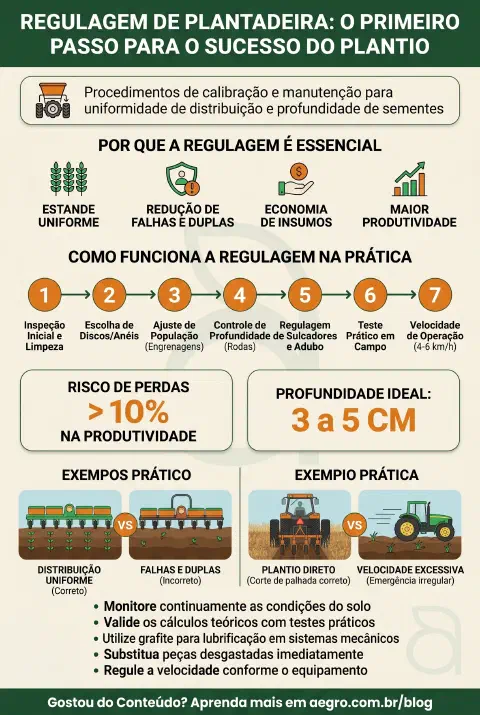 Infográfico educativo sobre Regulagem De Plantadeira