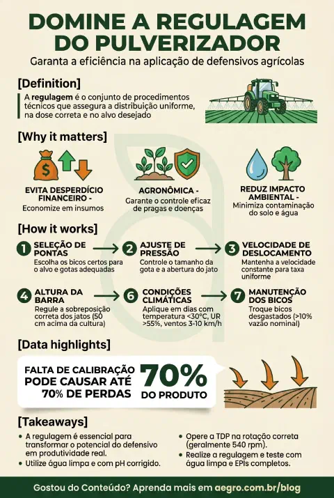 Infográfico educativo sobre Regulagem De Pulverizador