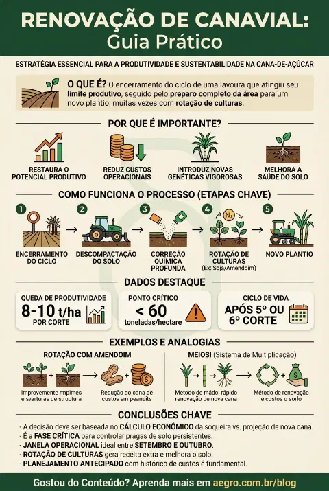 Infográfico educativo sobre Renovação De Canavial