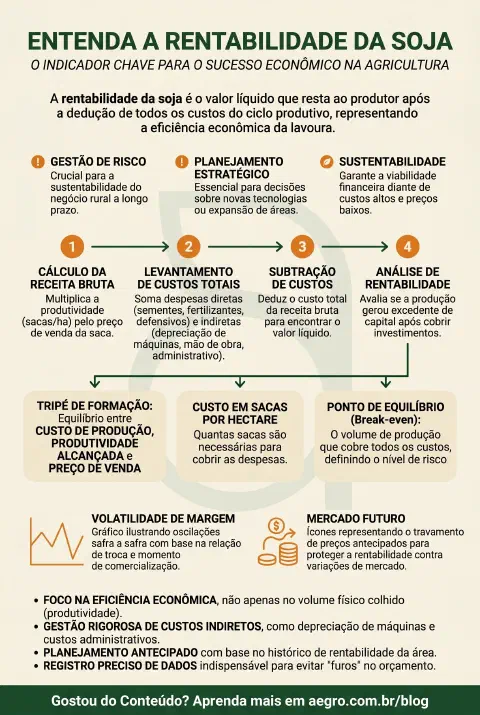 Infográfico educativo sobre Rentabilidade Da Soja