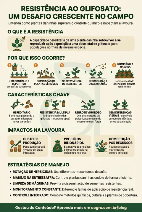Infográfico educativo sobre Resistência A Glifosato