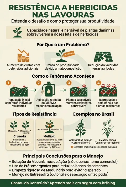 Infográfico educativo sobre resistência a herbicidas