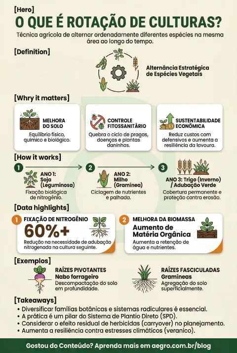 Infográfico educativo sobre Rotação De Culturas