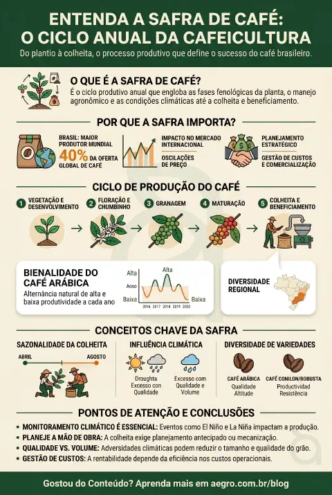 Infográfico educativo sobre Safra De Café
