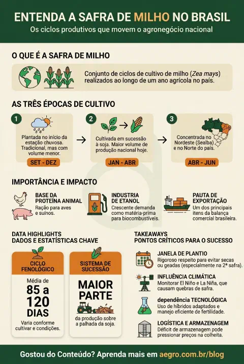 Infográfico educativo sobre Safra De Milho
