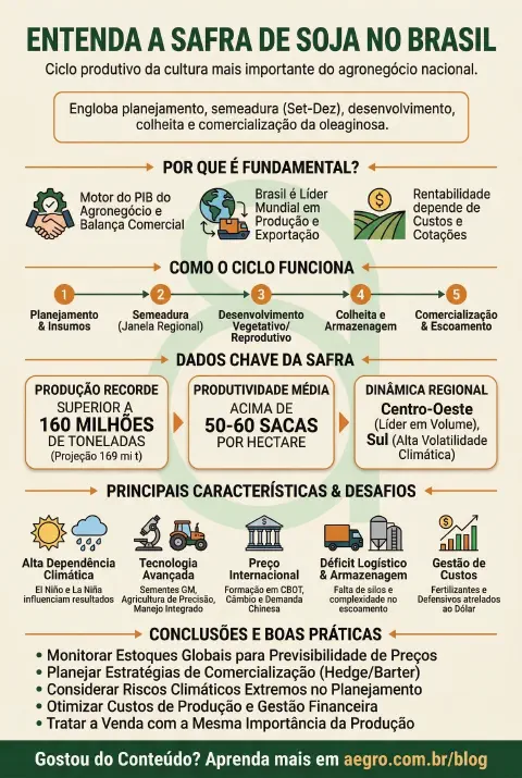 Infográfico educativo sobre Safra De Soja