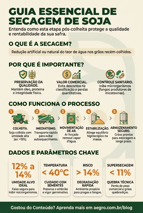 Infográfico educativo sobre Secagem De Soja