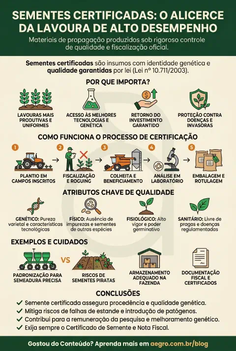 Infográfico educativo sobre Sementes Certificadas