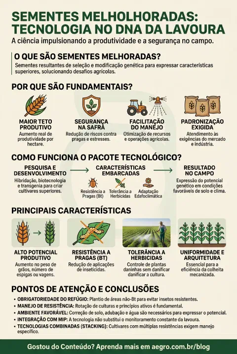 Infográfico educativo sobre Sementes Melhoradas