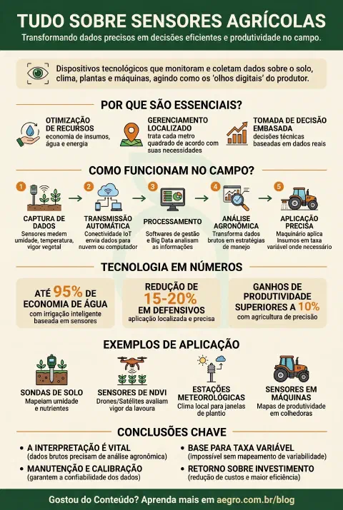 Infográfico educativo sobre Sensores Agrícolas