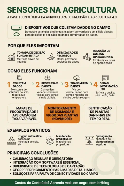 Infográfico educativo sobre Sensores Na Agricultura