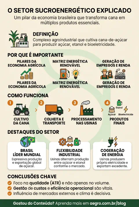 Infográfico educativo sobre Setor Sucroenergético