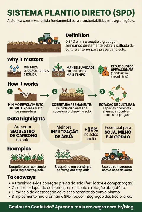 Infográfico educativo sobre Sistema Plantio Direto