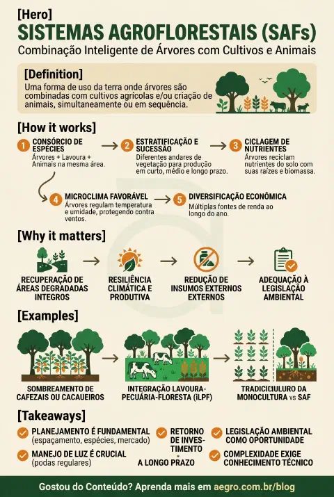 Infográfico educativo sobre Sistemas Agroflorestais