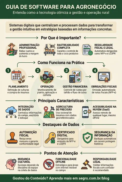 Infográfico educativo sobre Software Para Agronegócio