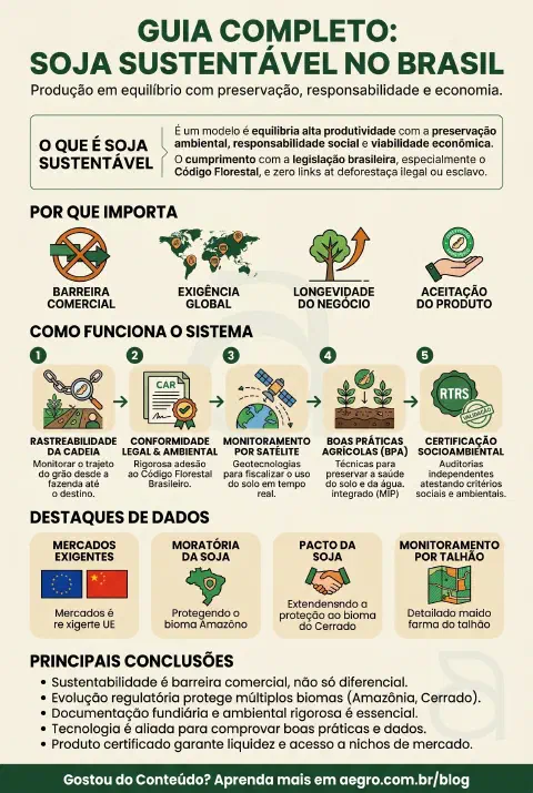 Infográfico educativo sobre Soja Sustentável