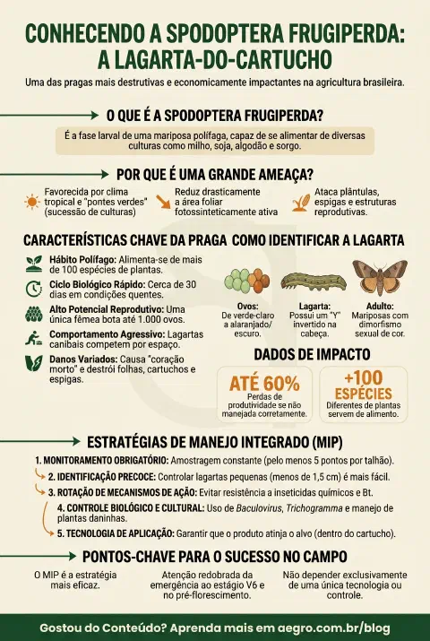 Infográfico educativo sobre Spodoptera Frugiperda