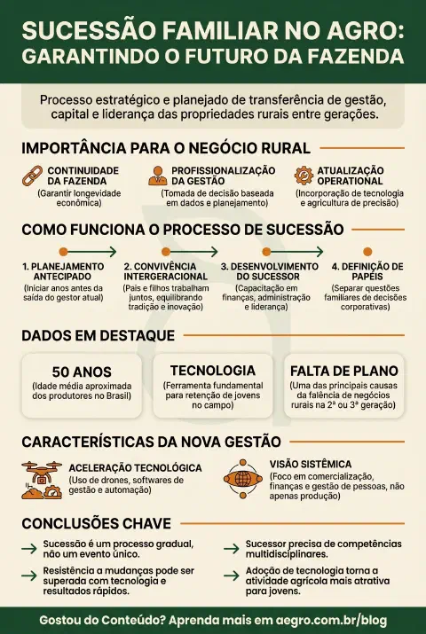 Infográfico educativo sobre Sucessão Familiar No Agro