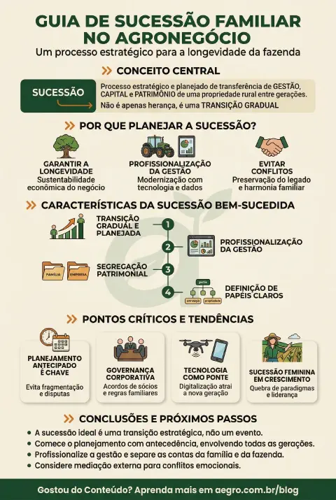 Infográfico educativo sobre Sucessão Familiar No Agronegócio