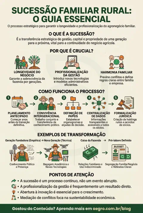 Infográfico educativo sobre Sucessão Familiar Rural