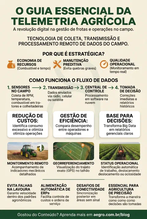 Infográfico educativo sobre Telemetria Agrícola