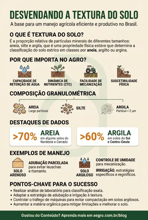 Infográfico educativo sobre Textura Do Solo