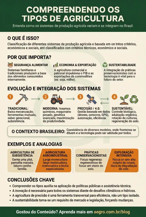 Infográfico educativo sobre Tipos De Agricultura