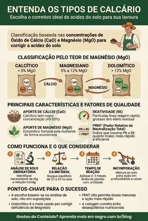 Infográfico educativo sobre Tipos De Calcário