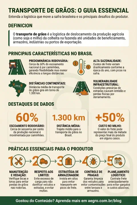 Infográfico educativo sobre Transporte De Grãos