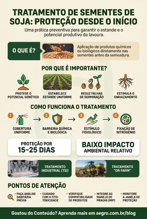 Infográfico educativo sobre Tratamento De Sementes De Soja
